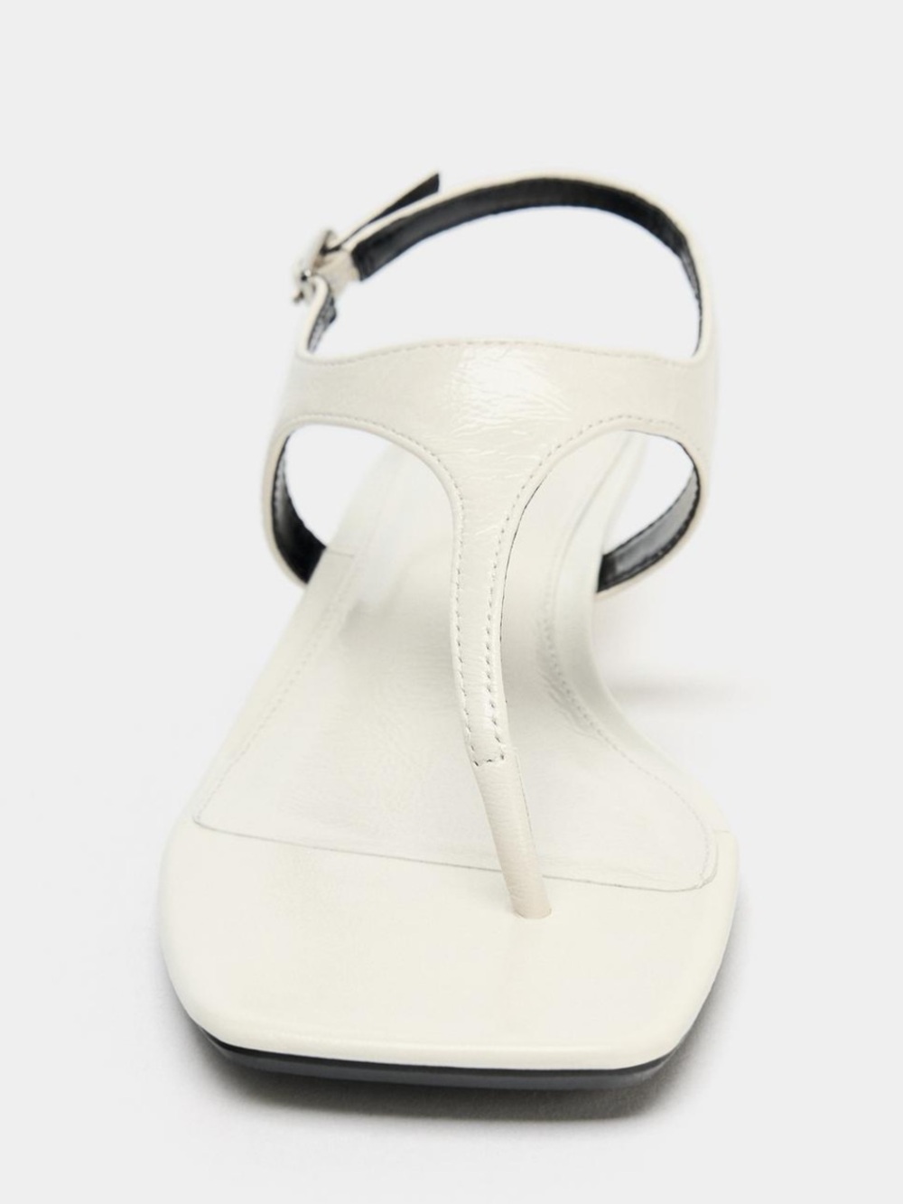 Zara White Thong Slingback Sandals with Low Heel - Picture 4 of 5